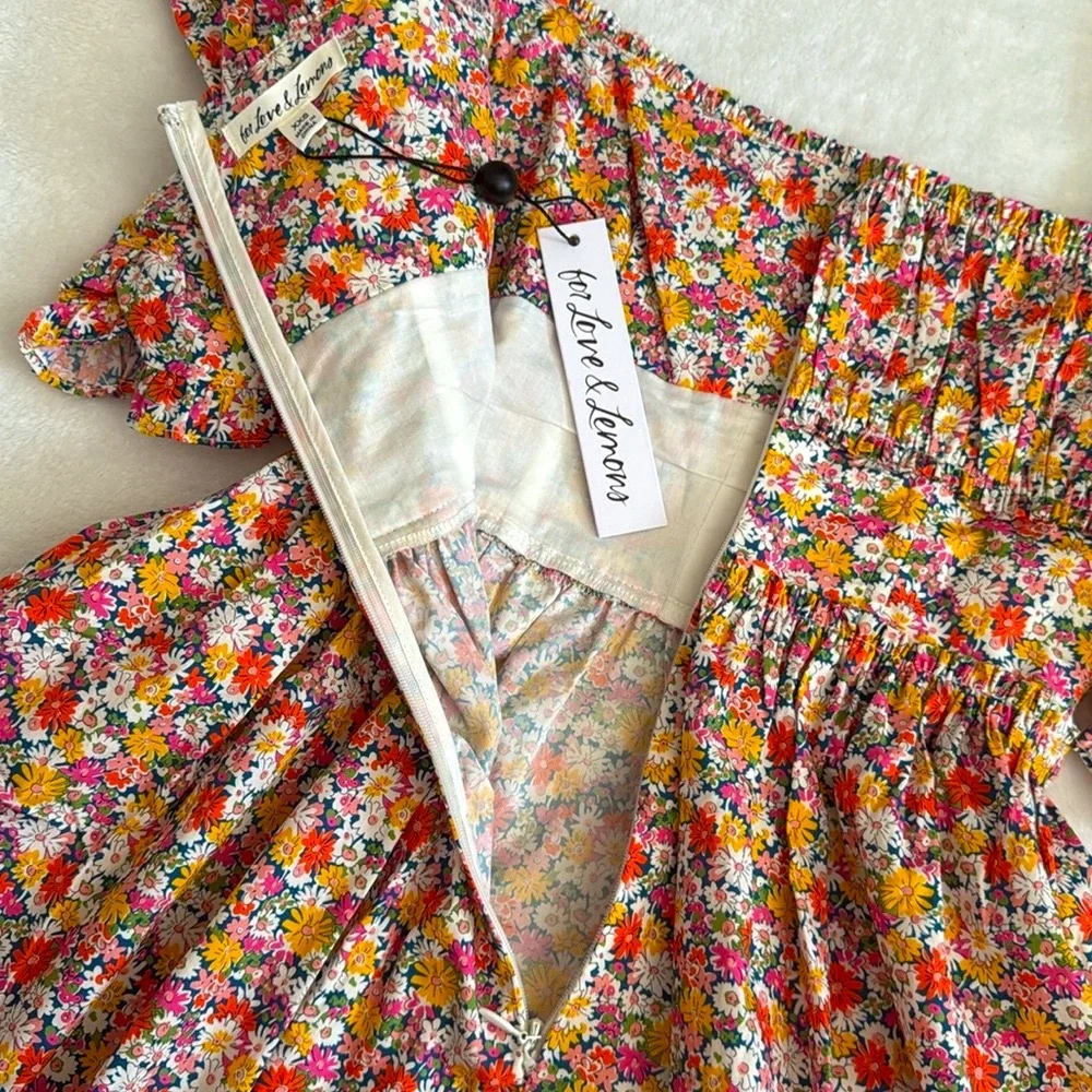 {NWT} For Love & Lemons | Libby Floral Babydoll Puff Sleeve Mini Dress (XXS/0) - Picture 9 of 16